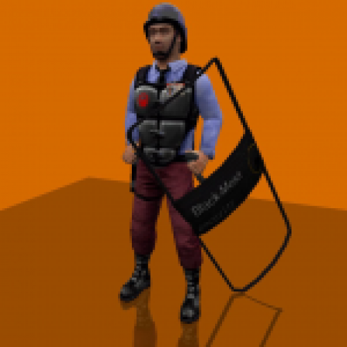 Barney with shield 
