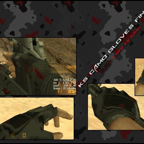 KS Black  Red Camo Gloves