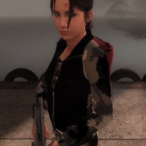 Zoey with urban camo