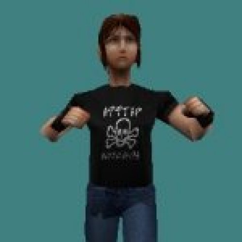 RE 2 Claire with funny T-shirt