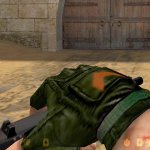 Green gloves and bloody arms