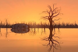 Gm_reflective_lake живописное место с реалистичной водой